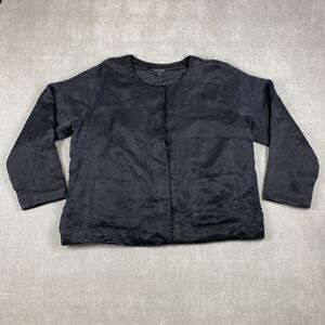 Eileen Fisher Jacket Womens XL Cupro Silk Blend Snap Button Pockets Lightweight